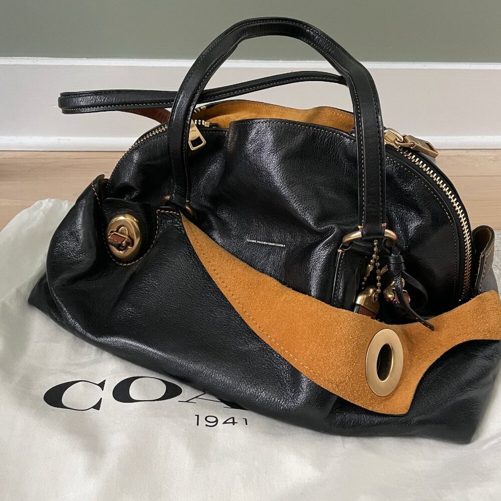 Coach 1941 Outlaw Satchel - Genuine Polished Grain Leather - Black
